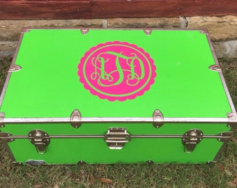 Scalloped Monogram Camp Trunk Decal - Personalized Girls Monogram