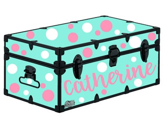 Camp Trunk Decals Vinyl Polka Dots Custom Camp Stickers Sleepaway Camp Memory Box Summer Camp Trunk