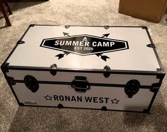 Camp Trunk Decal Personalized Name Vinyl Lettering Kit Custom Sticker Summer Camp Label Identifier Durable Decoration Identification Tag