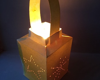 Plantilla PDF imprimible de linterna fácil de hacer, linterna de origami 3D, centros de mesa DIY, decoración de fiesta DIY, linterna de festival Waldorf, manualidades de papel 3D