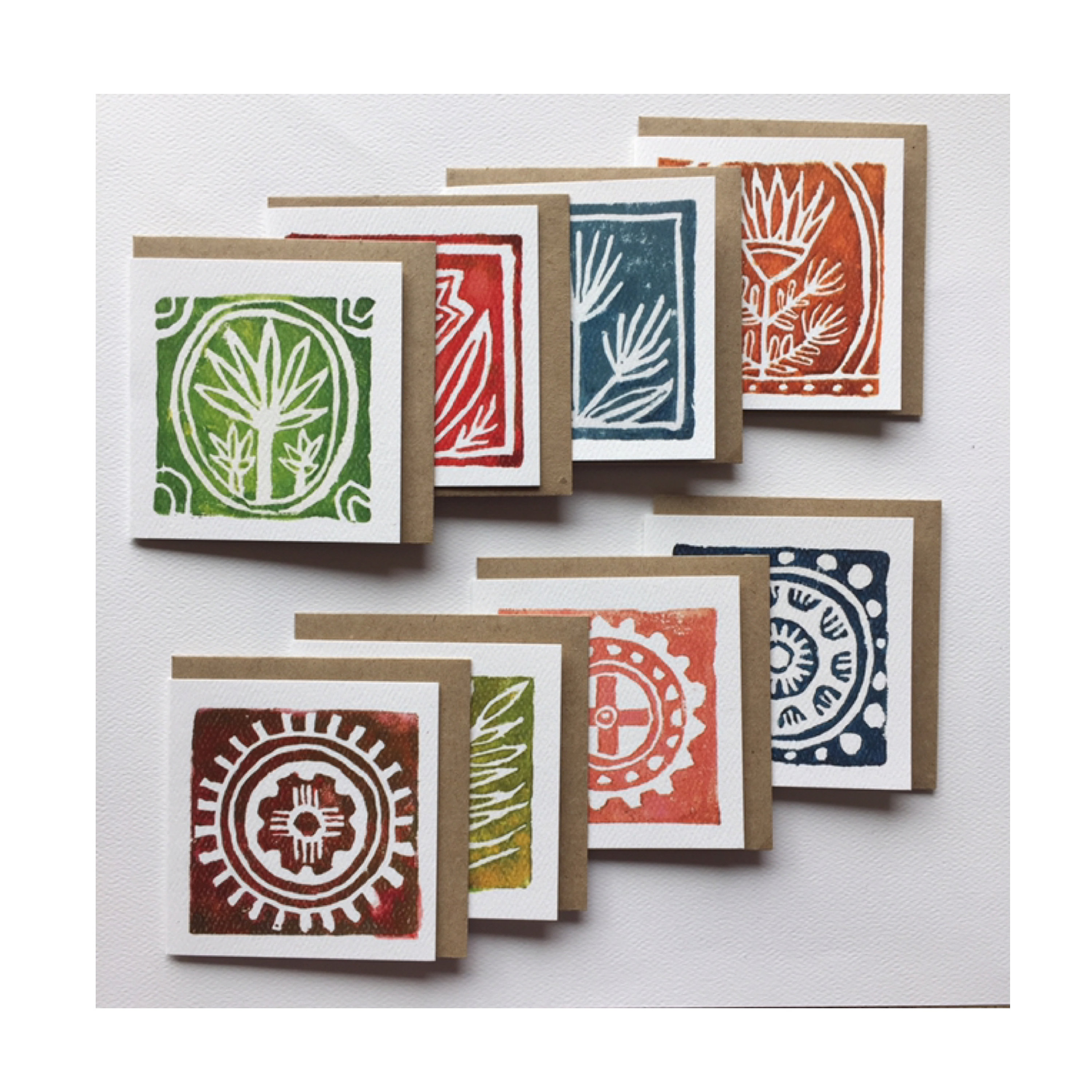 Multi Pack Combo Gift Set Mini Notecards, Colorful Block Print, Mini ...