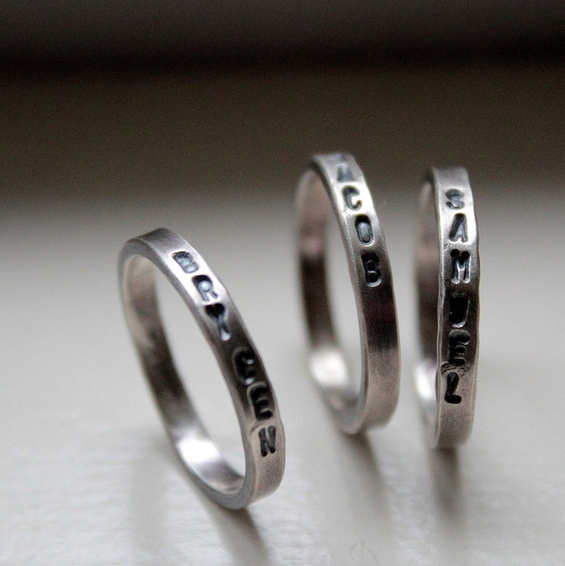 Hand Stamped Stacking Rings Personalized Mommy Jewelry image 3