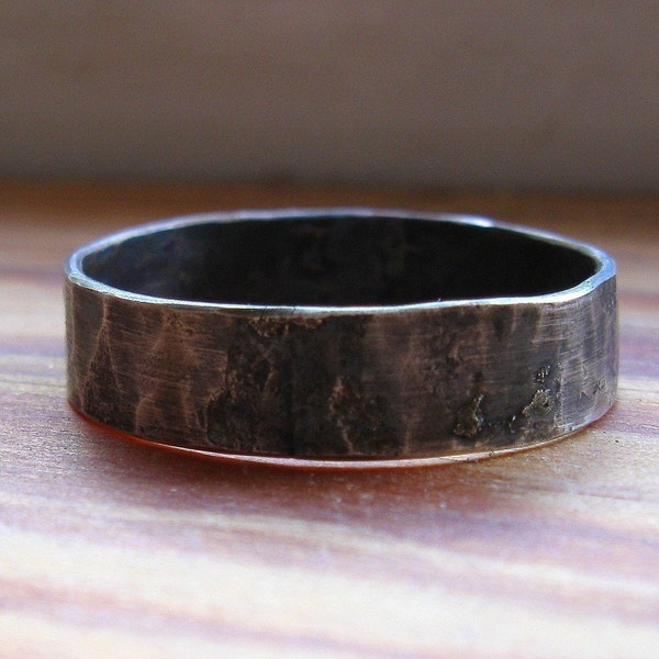 Rustic Distressed Sterling Band Ring for men or women