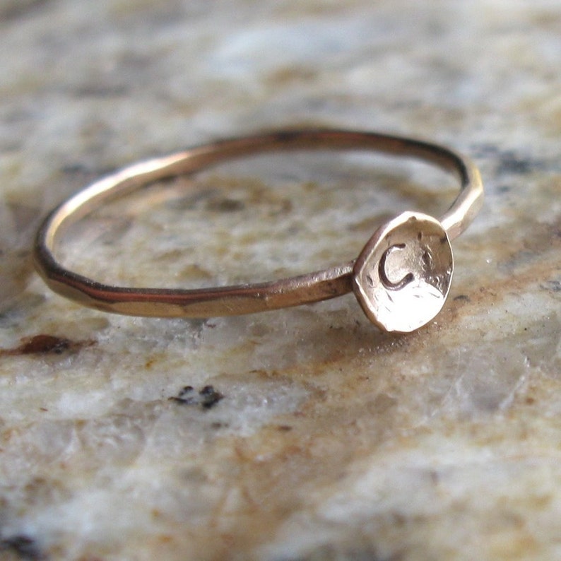 Stackable Gold Initial Ring | Etsy