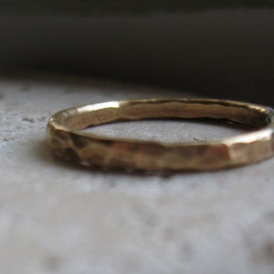 Unisex hammered brass ring image 2