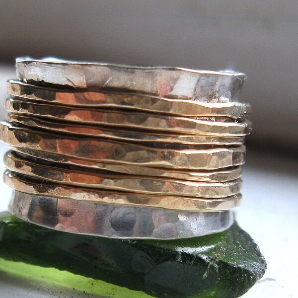 Sterling and gold fill wide spinner ring