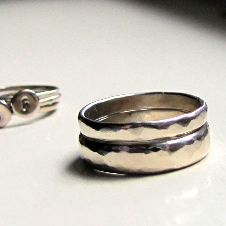 White Gold Stacking Rings Wedding Bands Etsy