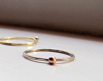 Gold Stacking Ring with Gold Nugget