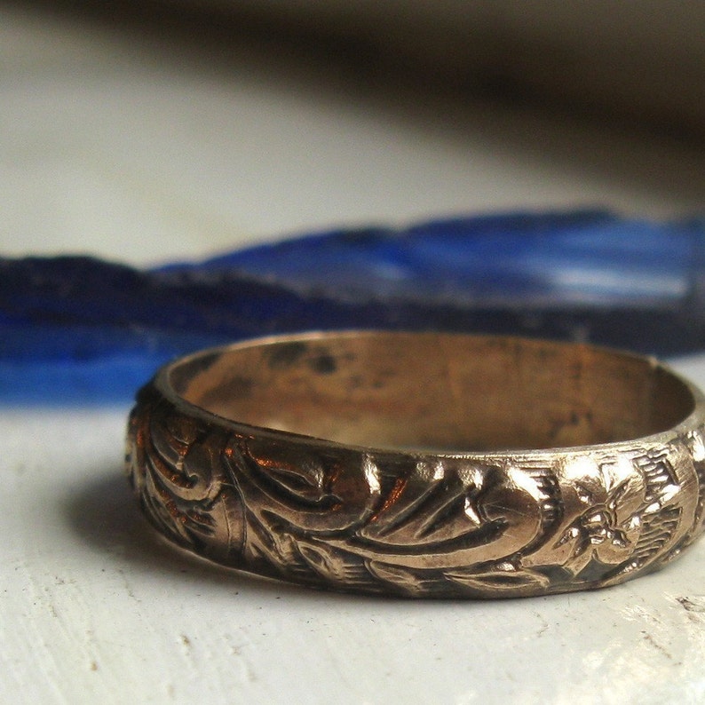 Rustic 14k Gold fill Renaissance Wedding Ring Etsy