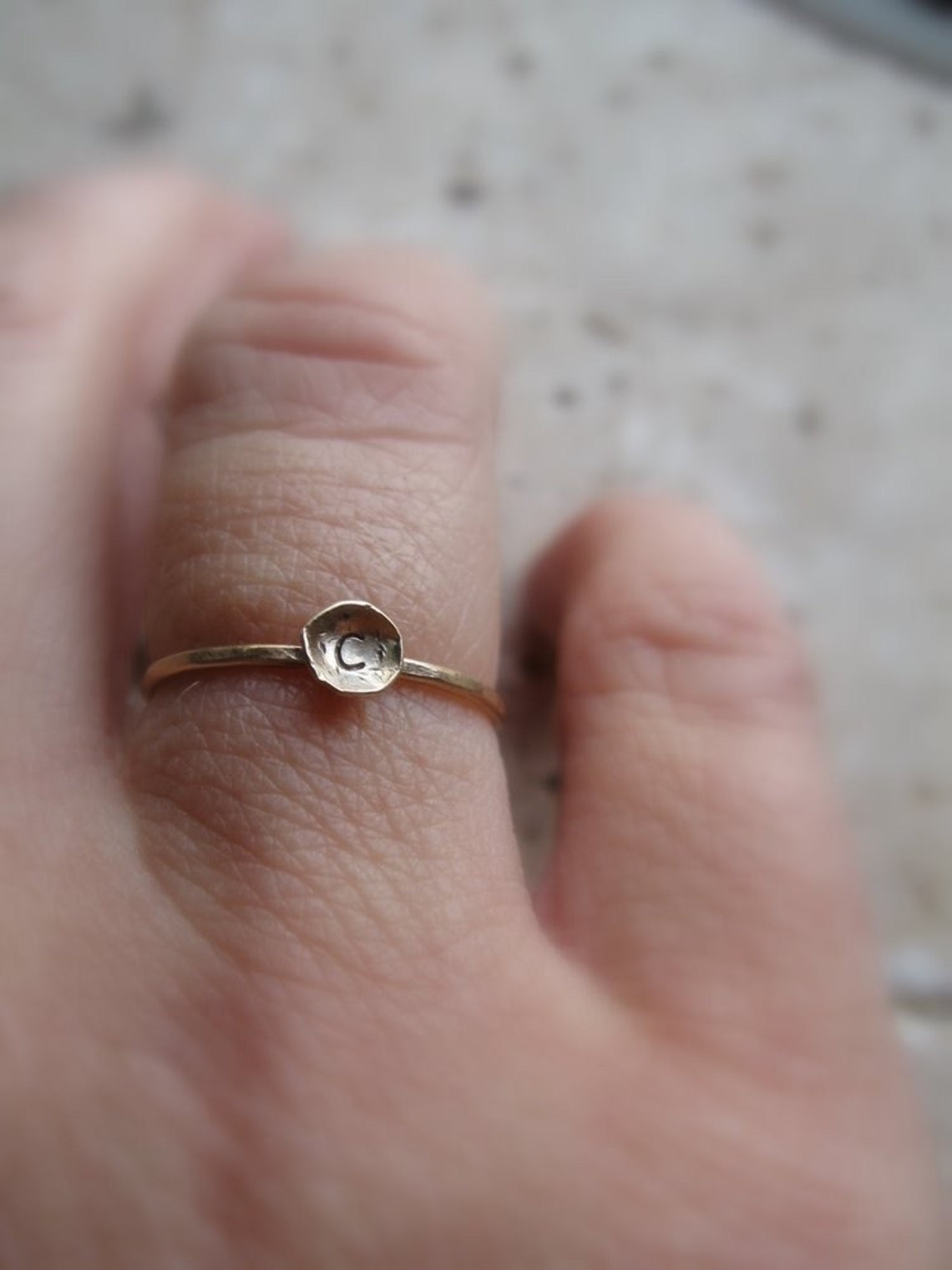 Stackable Gold Initial Ring Etsy