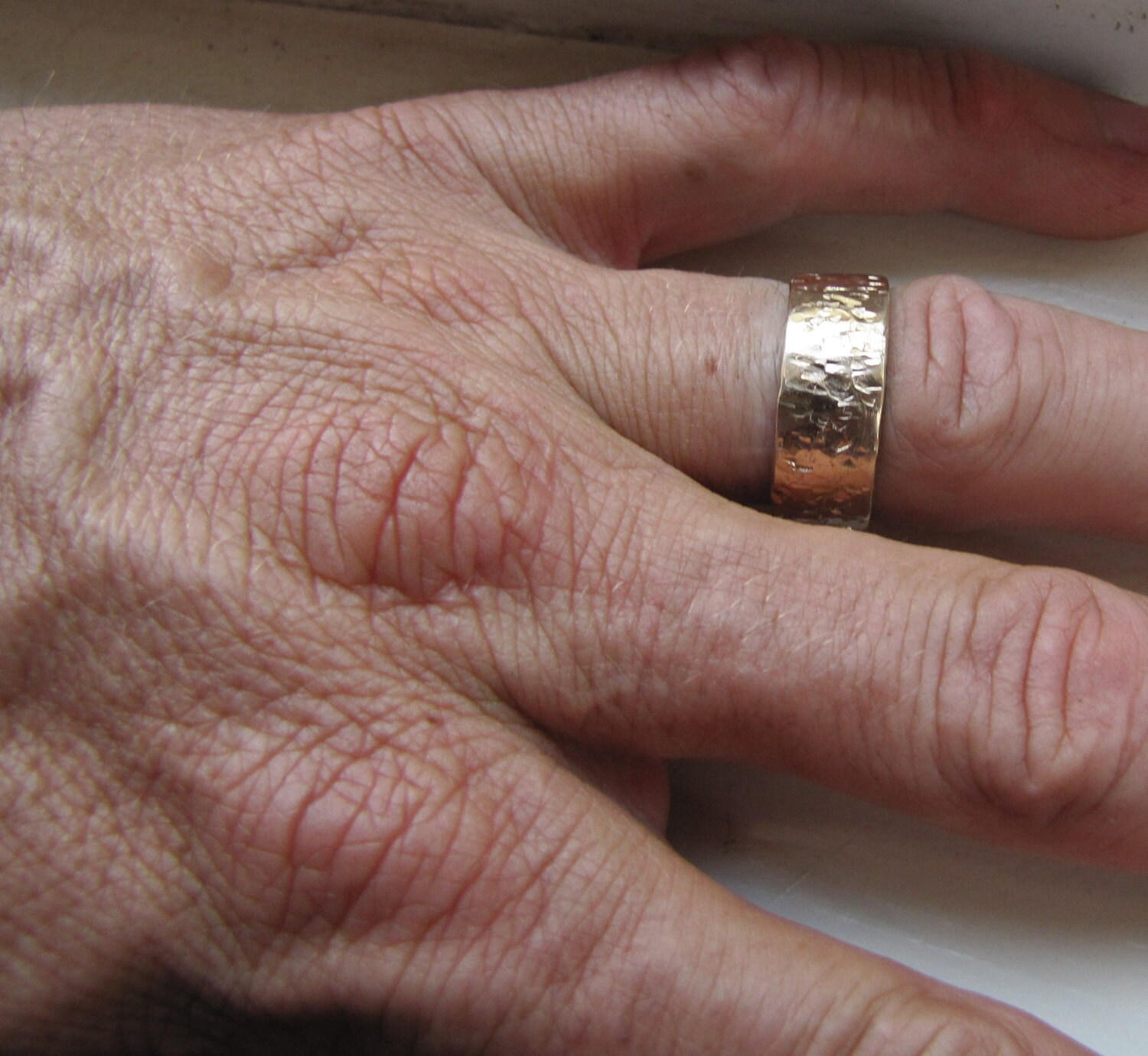 Men's Wedding Band 14k Gold Unique Rustic Distressed Etsy