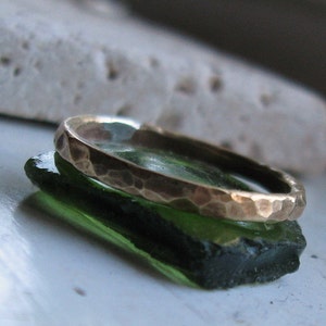 Unisex hammered brass ring image 5