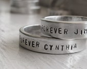 Wedding Band Set - Rustic personalized wedding  rings - with RUSH PRODUCTION