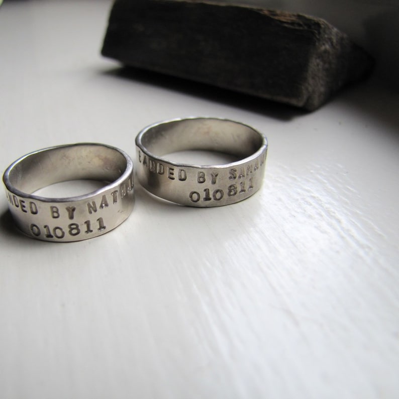 14k White Gold Duck Band Ring Set Etsy