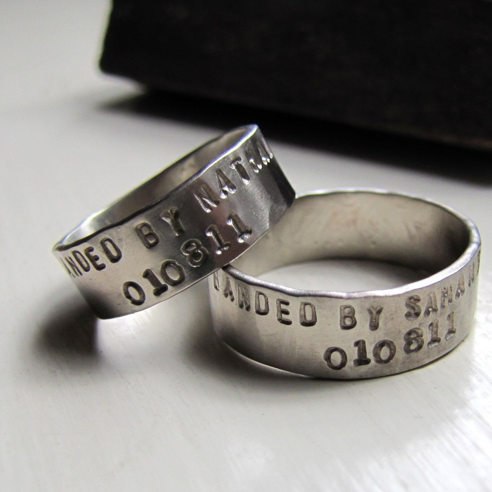 14k White Gold Duck Band Ring Set Etsy