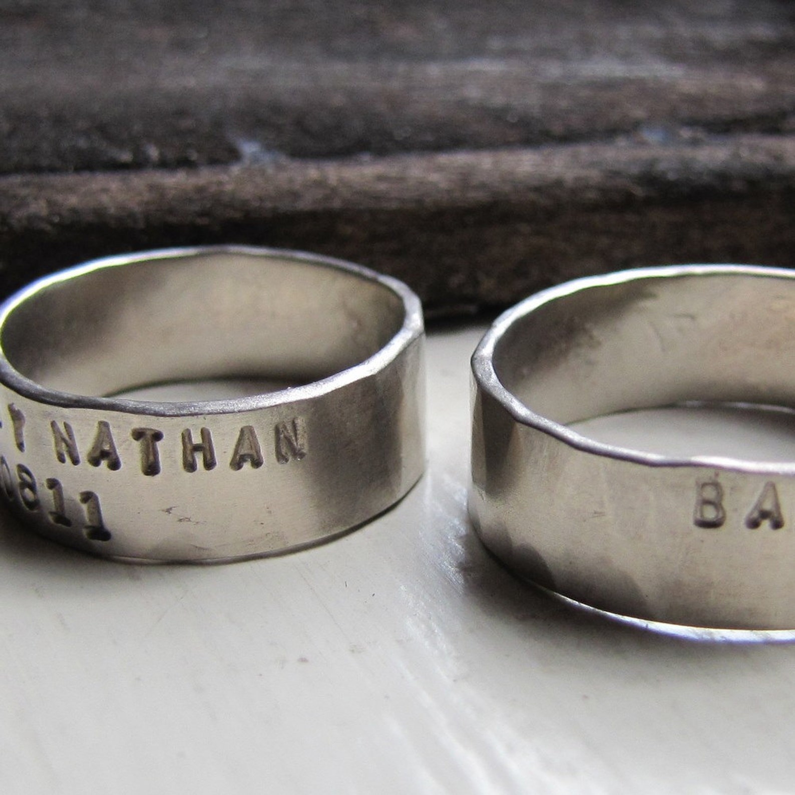 14k White Gold Duck Band Ring Set Etsy