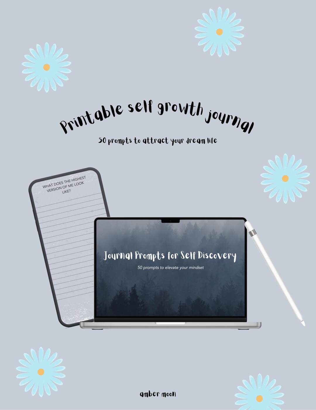 Self Discovery Journal Prompts PDF | 50 Guided Questions for Personal ...