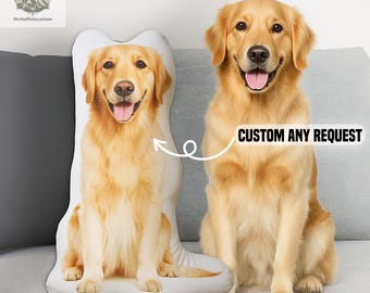 Custom 3D Pet Pillow from Photo, Double-Sided Dog Cat Shaped Cushion, Personalized Pet Memorial Gift, Unique Pet Lover Keepsake Throw Pillow