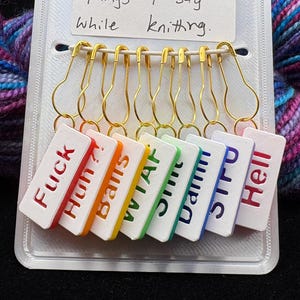 Colorful language, gift for knitter, gift for crocheter, funny stitch marker, swear stitch markers, dropped stitch, progress keeper
