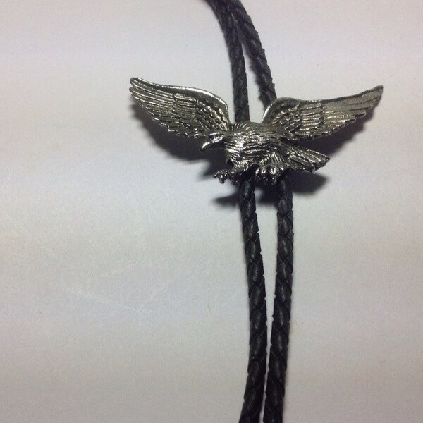 Vintage Eagle Bolo Patriotic National  Tie Western Leather