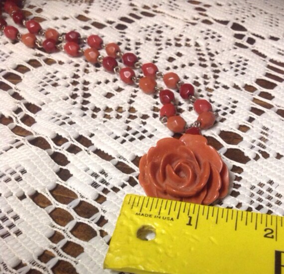Rose Necklace Sculpted Dusty Rose Vintage Avon