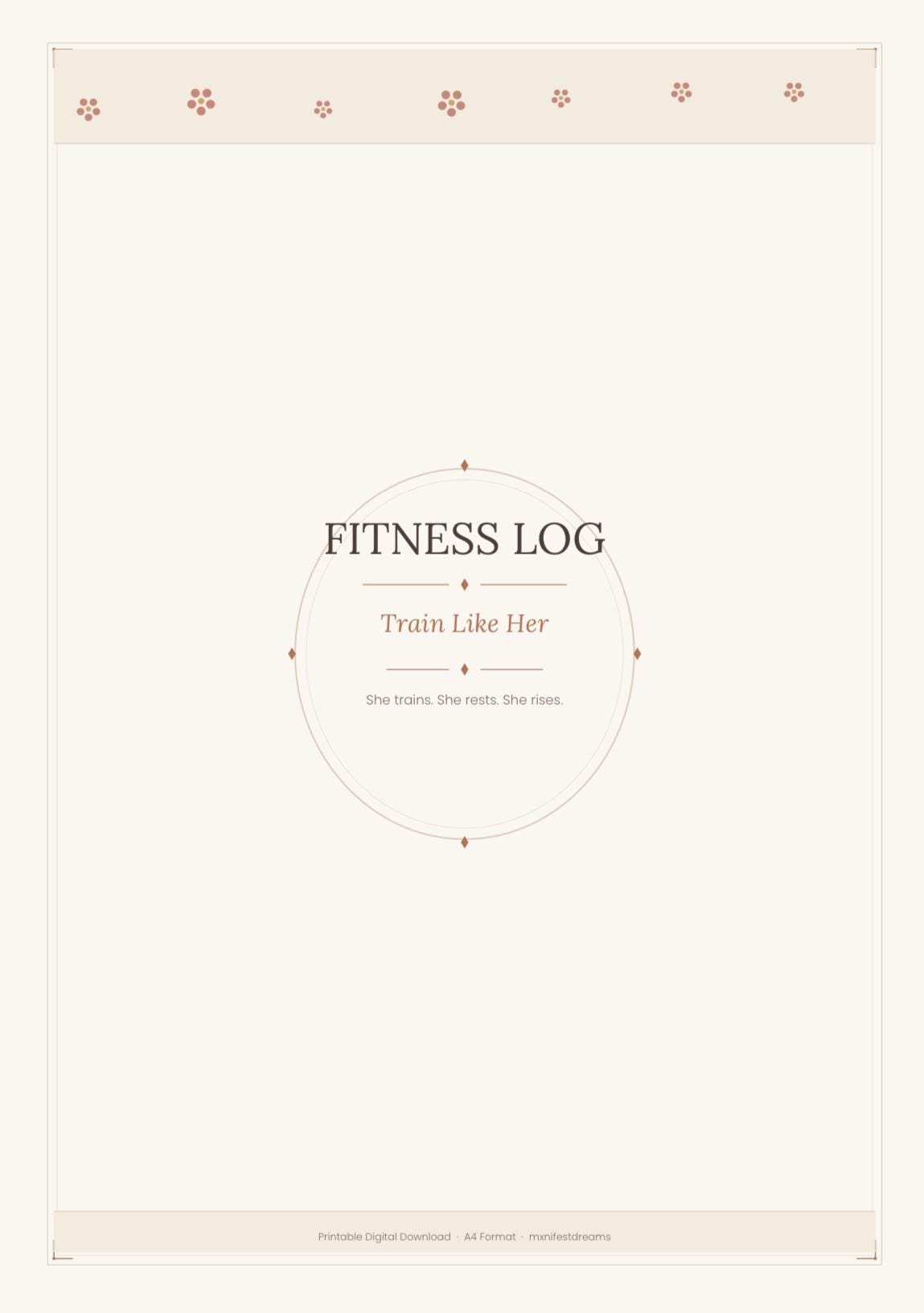 Fitness Log Printable PDF, Workout Journal Tracker, Daily Exercise Log ...
