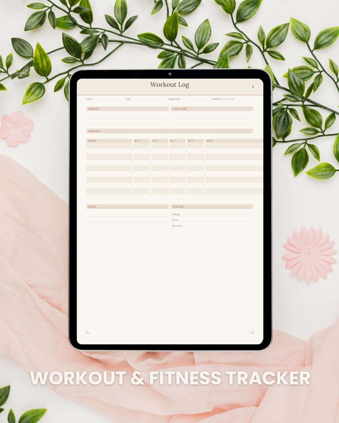 Fitness Log Printable PDF, Workout Journal Tracker, Daily Exercise Log ...