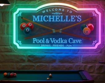 Pool Hall Neon Sign, Personalized Acrylic LED Wall Light for