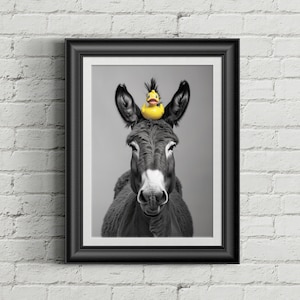 Donkey & Duck Bathroom Art | PRINTABLE Parody Funny Bathroom Digital Wall Art, Bathroom Toilet Decor, Funny Photography