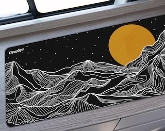 Camper Van Mat - TOPO MOON, Campervan Table Mat, Hob Cover, Worktop Protector, Van Life Surface Mat, Rubber Backed Mat