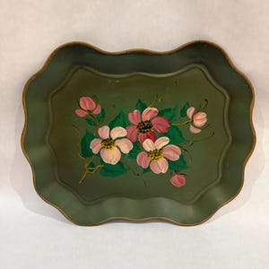 Vintage Mid Century Hand Painted Tray by Nashco New York, Large Tole serving Tray