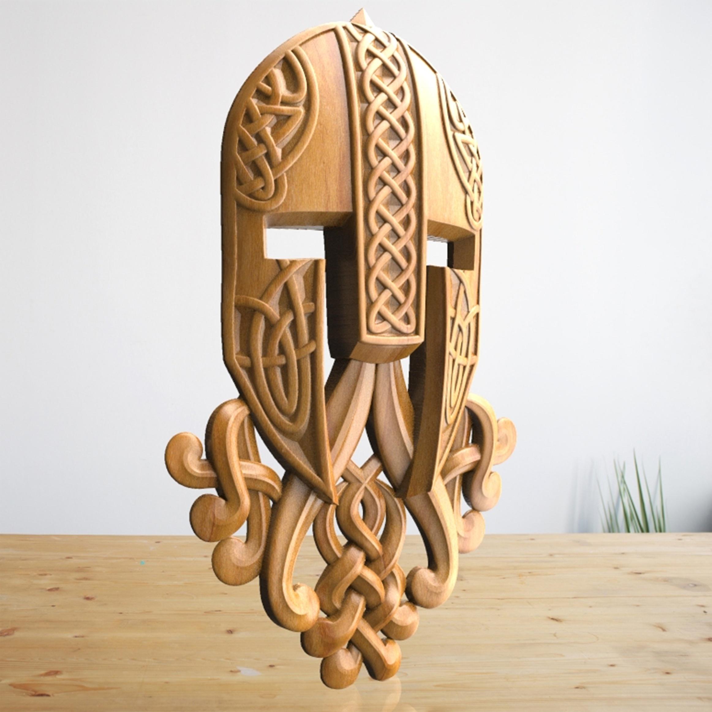 Viking Helmet - STL File for CNC Wood Carving, Cnc Router Files, Aspire ...