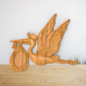 Cicogna che porta il bambino - File STL per intaglio del legno CNC, file per router CNC