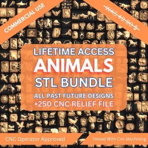 Paquete STL de animales 3D para enrutador CNC: +250 archivos STL de paneles y bajorrelieves para enrutador CNC - Acceso de por vida a Google Drive
