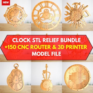 Uhrensammlung 3D-CNC-Fräser-STL-Pack: +145 STL-Dateien von Uhrenmodellen für 3D-Cnc-Fräser-Maschine - lebenslanger Google-Zugriff