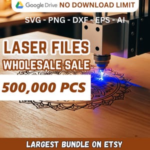 Mais de 500.000 arquivos de pacote de design de corte a laser 3D e 2D, Svg Dxf Eps Png Cdr, padrões de gravação, fibra, CO2, CNC, jato de água, madeira, pacote de corte de metal