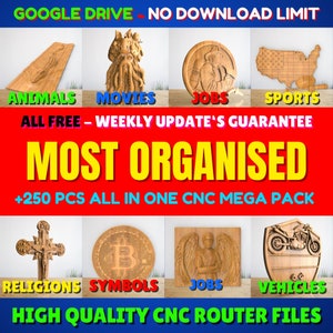 250 High Quality 3D models for CNC Router! The largest catalog in the world! Photo in the description! Commercial license included!