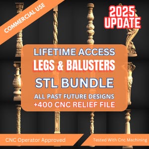 Paquete de más de 400 relieves para patas y balaustres: conjunto de archivos STL para decoración de pared para fresadora CNC (descarga digital instantánea)