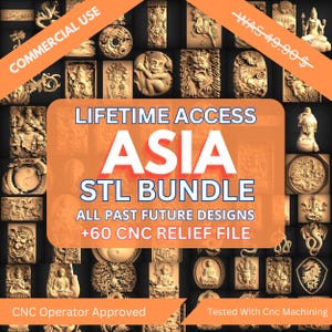 60 archivos de relieve CNC asiáticos – Juego de archivos de ornamento STL para fresadora CNC – Descarga digital instantánea