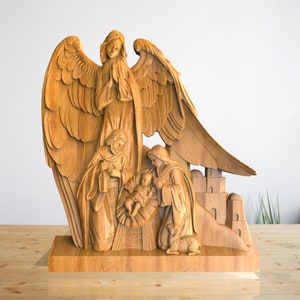 Geboorte van Christus met grote engel - STL-bestand voor CNC-houtsnijwerk, CNC-routerbestanden