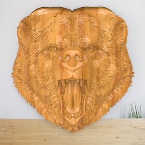 Cabeça de urso 3D - Arquivo STL para entalhe em madeira CNC, arquivos de roteador CNC