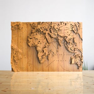 Relief de carte du monde - fichier STL pour sculpture sur bois CNC, fichiers de routeur CNC