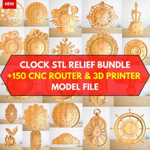 Colección de relojes 3D CNC Router Pack STL: +150 archivos STL de modelos de relojes para máquina CNC Router 3D - Acceso de por vida a Google Drive