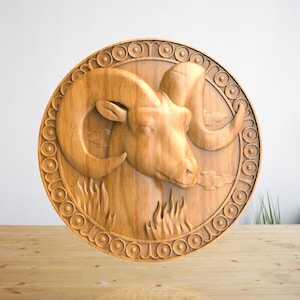 Cabeza de cabra - Archivo STL de relieve animal para tallado de madera CNC, archivos para fresadora CNC