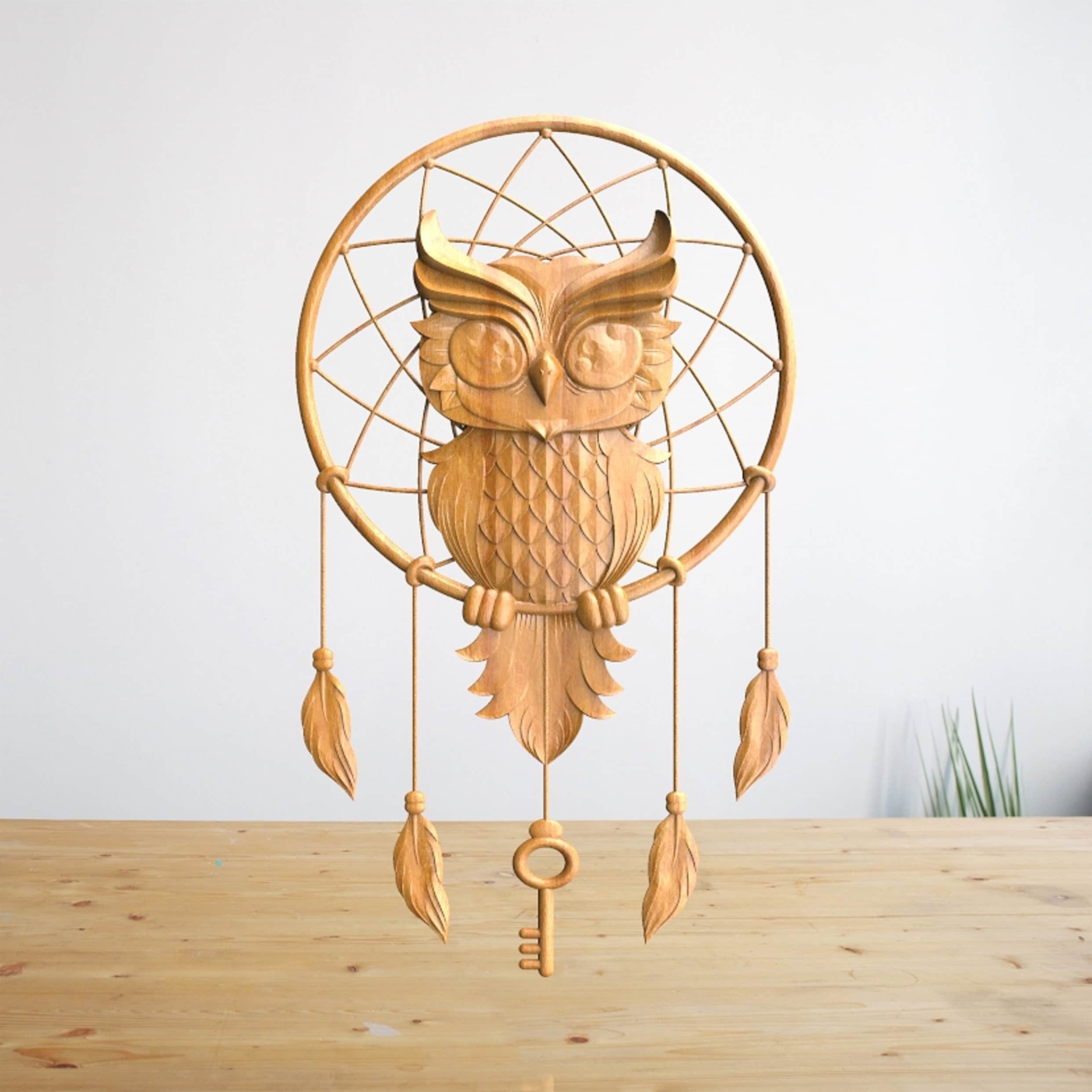 Owl Dream Catcher - STL File For CNC Wood Carving, Cnc Router Files