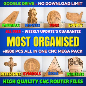 Paquete STL para fresadora CNC 3D: más de 250 archivos STL de paneles y bajorrelieves para fresadora CNC 3D - Acceso de por vida a Google Drive