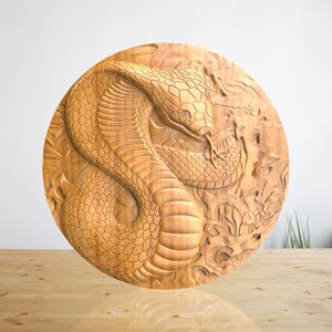 Cobra Snake rond frame - STL-bestand voor CNC-houtsnijwerk, CNC-routerbestanden, 3D-modellen met CNC-reliëf