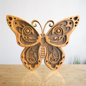 Relieve 3D de mariposa: archivo STL para tallado de madera con CNC, archivos para enrutador CNC