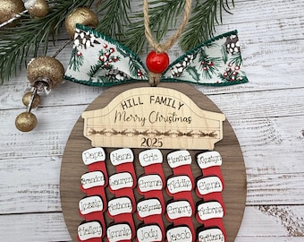 Personalized Family Christmas Ornament: Stockings, Now can fit up to 30 Names!