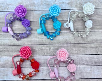 Straw Toppers and matching beaded handle charms for Tumblers
